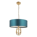 Endon 95220 - Kronleuchter an Kette 3xE27/10W/230V Ø 60 cm blau/messing
