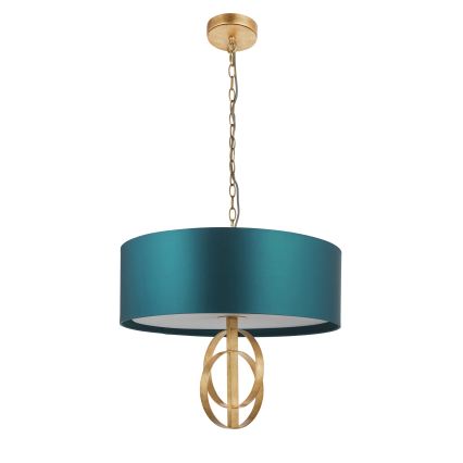 Endon 95220 - Kronleuchter an Kette 3xE27/10W/230V Ø 60 cm blau/messing