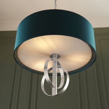Endon 95224 - Pendelleuchte mit Kette, 3×E27, 10 W/230 V, Ø 60 cm, blau/grau