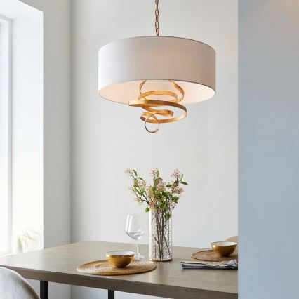 Endon 95268 - Kronleuchter an Kette 3xE14/6W/230V Ø 60 cm weiß/Messing