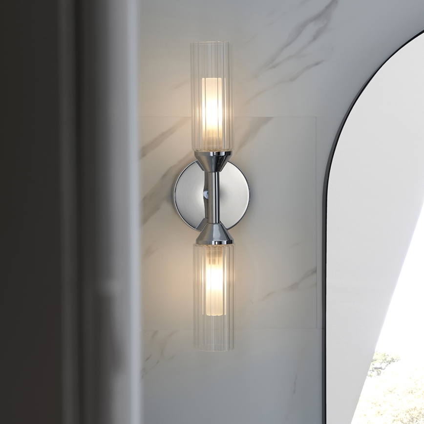 Endon 97172 - Badezimmer-Wandleuchte NATORI 2xG9/3W/230V IP44 glänzender Chrom