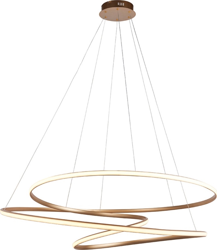 Endon 97645 - TWIRL dimmbare LED-Pendelleuchte an Stahlseil LED/131W/230V 3000K goldfarben