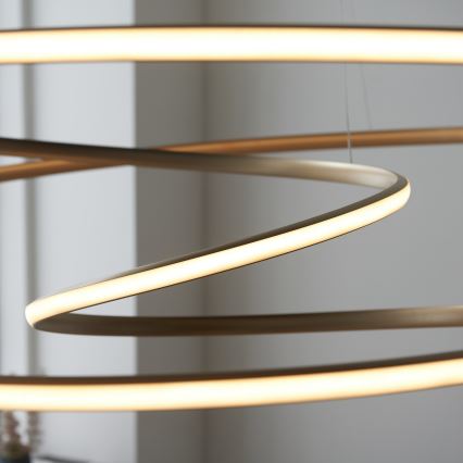 Endon 97645 - TWIRL dimmbare LED-Pendelleuchte an Stahlseil LED/131W/230V 3000K goldfarben