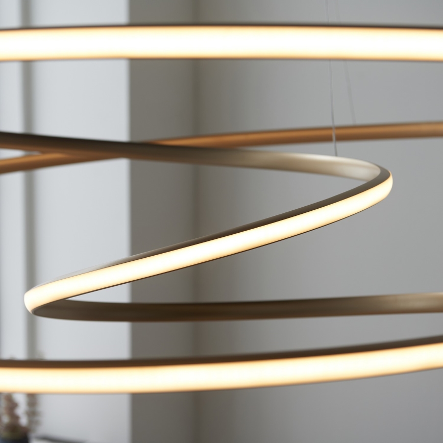 Endon 97645 - TWIRL dimmbare LED-Pendelleuchte an Stahlseil LED/131W/230V 3000K goldfarben