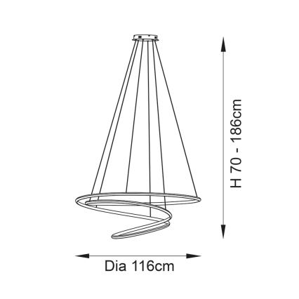 Endon 97645 - TWIRL dimmbare LED-Pendelleuchte an Stahlseil LED/131W/230V 3000K goldfarben