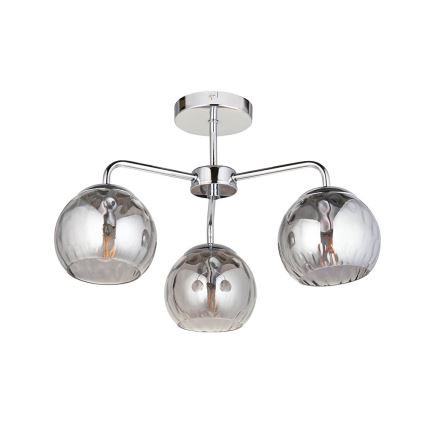 Endon 97971 - Aufputz-Kronleuchter DIMPLE 3xE14/7W/230V Hochglanz-Chrom/rauchgrau