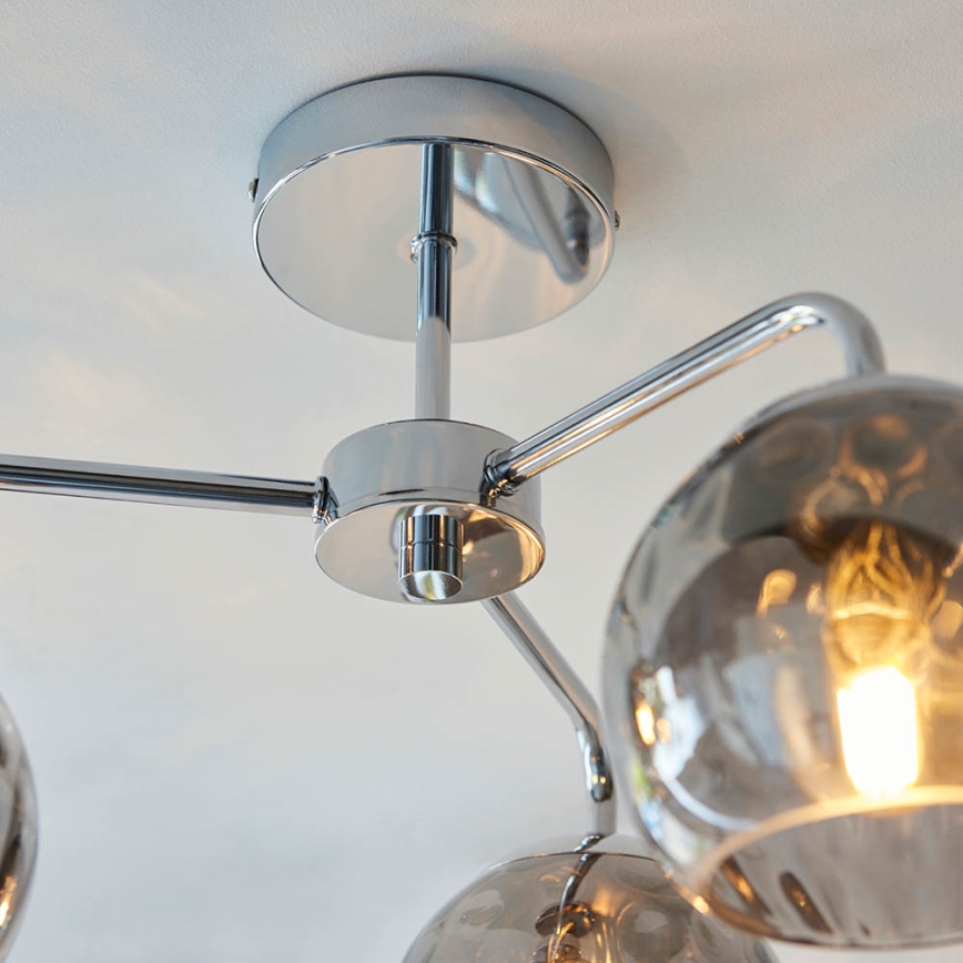 Endon 97971 - Aufputz-Kronleuchter DIMPLE 3xE14/7W/230V Hochglanz-Chrom/rauchgrau