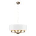Endon 98933 - Hängeleuchte an Kette HIGHCLERE 6xE14/40W/230V weiß/Messing d 55 cm