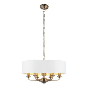 Endon 98933 - Hängeleuchte an Kette HIGHCLERE 6xE14/40W/230V weiß/Messing