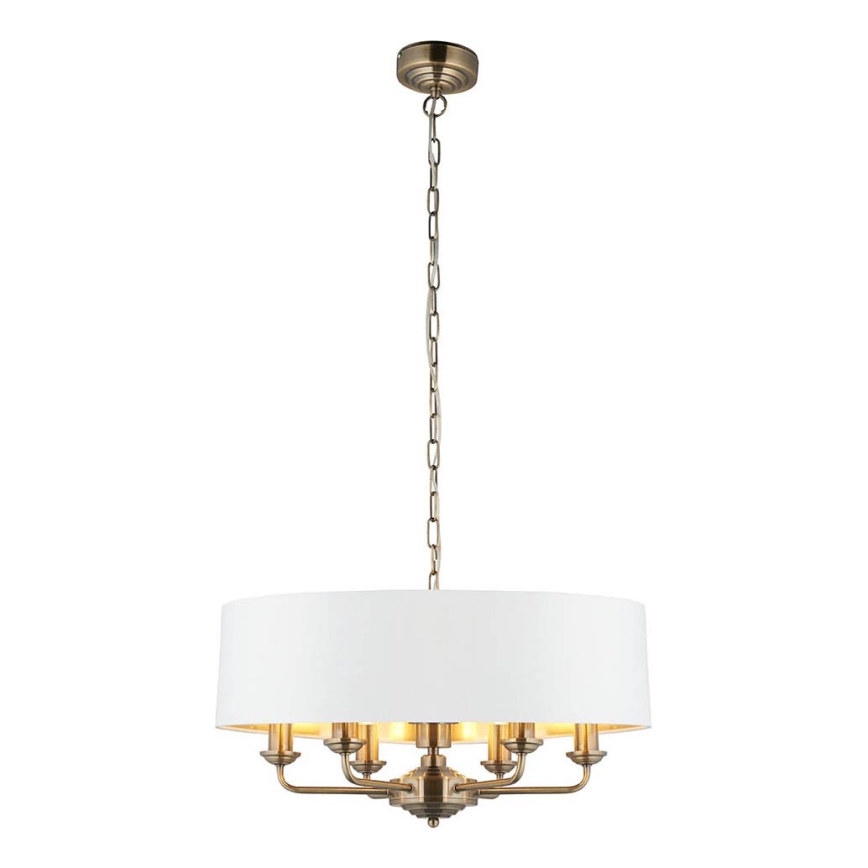 Endon 98933 - Hängeleuchte an Kette HIGHCLERE 6xE14/40W/230V weiß/Messing