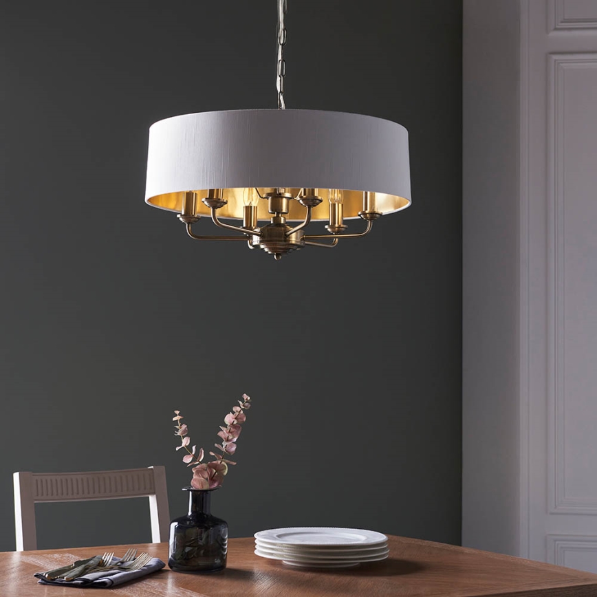 Endon 98933 - Hängeleuchte an Kette HIGHCLERE 6xE14/40W/230V weiß/Messing