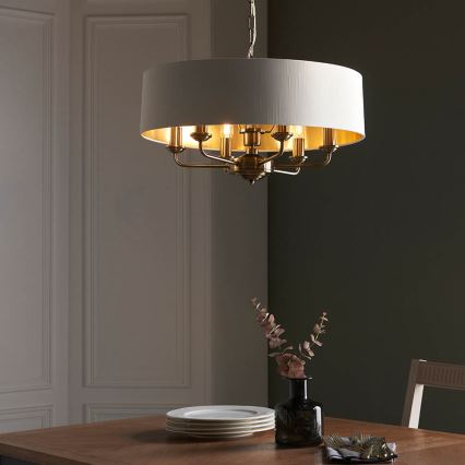 Endon 98933 - Hängeleuchte an Kette HIGHCLERE 6xE14/40W/230V weiß/Messing