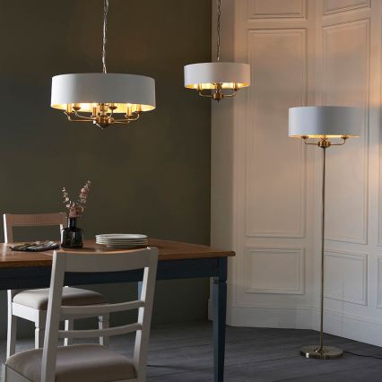Endon 98933 - Hängeleuchte an Kette HIGHCLERE 6xE14/40W/230V weiß/Messing