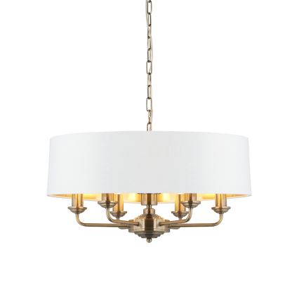 Endon 98933 - Hängeleuchte an Kette HIGHCLERE 6xE14/40W/230V weiß/Messing