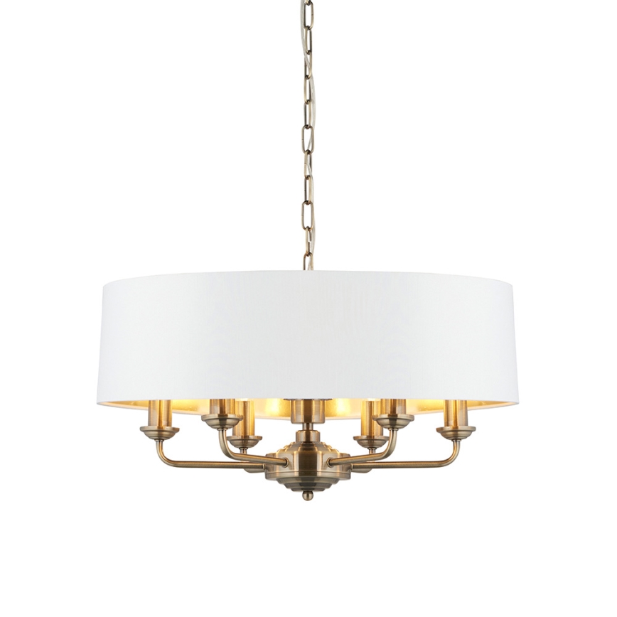 Endon 98933 - Hängeleuchte an Kette HIGHCLERE 6xE14/40W/230V weiß/Messing
