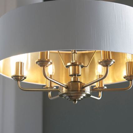 Endon 98933 - Hängeleuchte an Kette HIGHCLERE 6xE14/40W/230V weiß/Messing