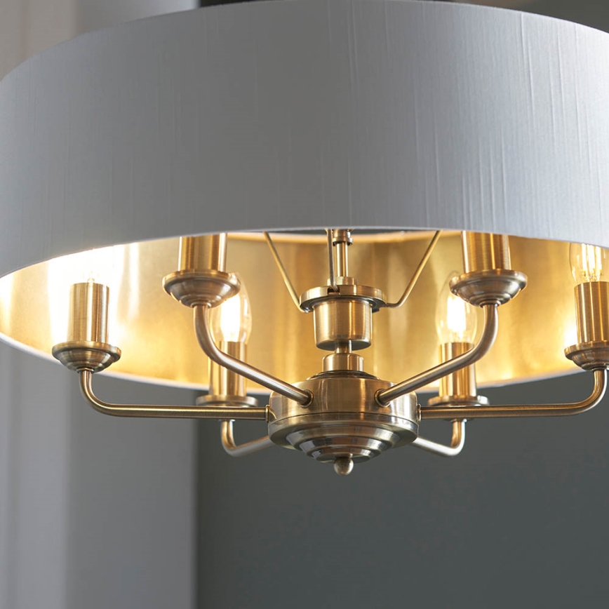 Endon 98933 - Hängeleuchte an Kette HIGHCLERE 6xE14/40W/230V weiß/Messing