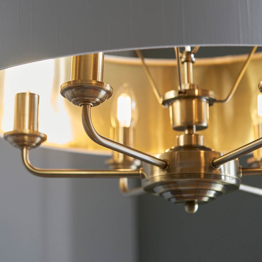 Endon 98933 - Hängeleuchte an Kette HIGHCLERE 6xE14/40W/230V weiß/Messing