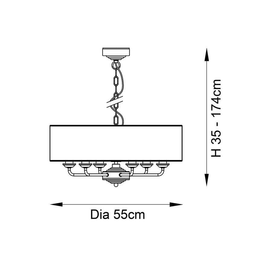 Endon 98933 - Hängeleuchte an Kette HIGHCLERE 6xE14/40W/230V weiß/Messing