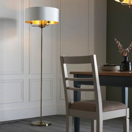 Endon 98935 - Stehleuchte HIGHCLERE 3xE14/40W/230V weiß/Messing d 47 cm
