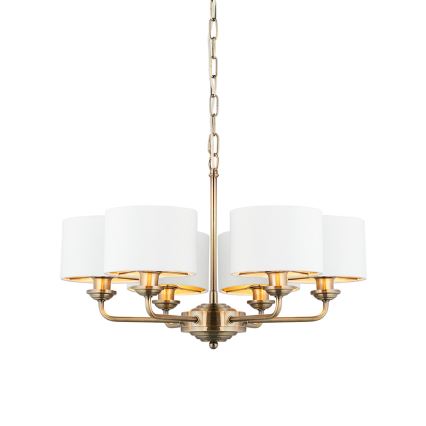 Endon 98936 - Hängeleuchte an Kette HIGHCLERE 6xE14/28W/230V weiß/Messing