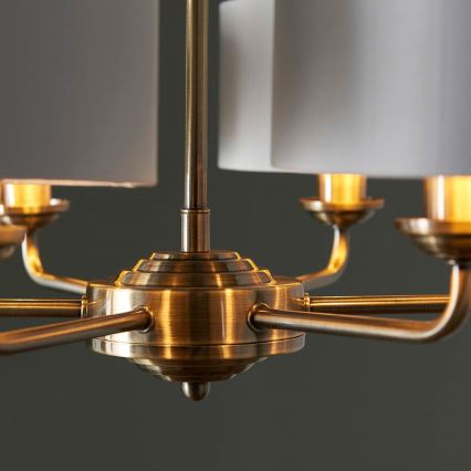 Endon 98936 - Hängeleuchte an Kette HIGHCLERE 6xE14/28W/230V weiß/Messing