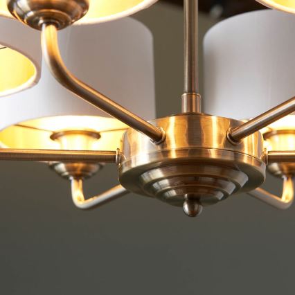 Endon 98936 - Hängeleuchte an Kette HIGHCLERE 6xE14/28W/230V weiß/Messing