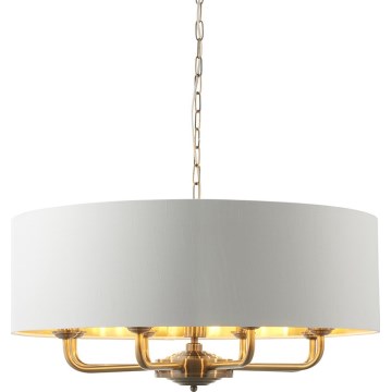 Endon 98938 - Kronleuchter mit Kette HIGHCLERE 8xE14/40W/230V Ø 70 cm weiß/messing