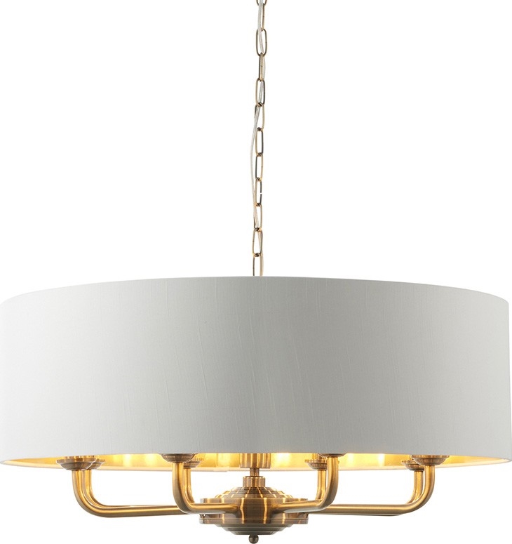 Endon 98938 - Kronleuchter mit Kette HIGHCLERE 8xE14/40W/230V Ø 70 cm weiß/messing