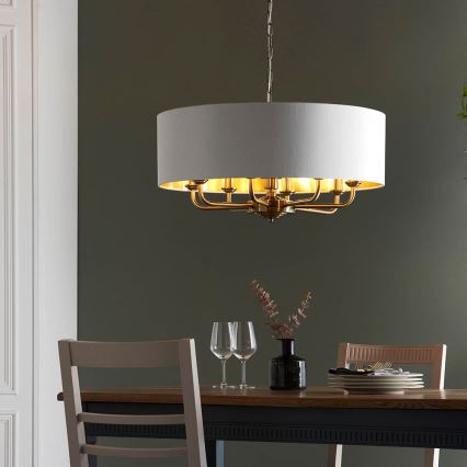 Endon 98938 - Kronleuchter mit Kette HIGHCLERE 8xE14/40W/230V Ø 70 cm weiß/messing