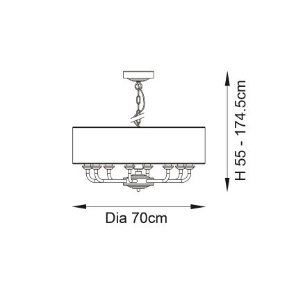 Endon 98938 - Kronleuchter mit Kette HIGHCLERE 8xE14/40W/230V Ø 70 cm weiß/messing