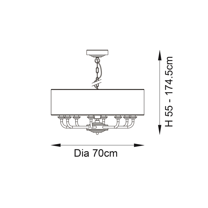 Endon 98938 - Kronleuchter mit Kette HIGHCLERE 8xE14/40W/230V Ø 70 cm weiß/messing