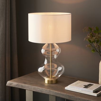 Endon 99110 - Dimmbare Tischlampe KELDA 1xE27/10W/230V weiß/gold
