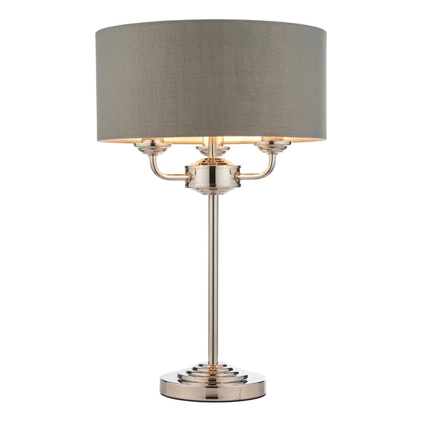 Endon 99149 - Tischleuchte HIGHCLERE 3xE14/18W/230V grau/glänzendes Chrom d 32 cm