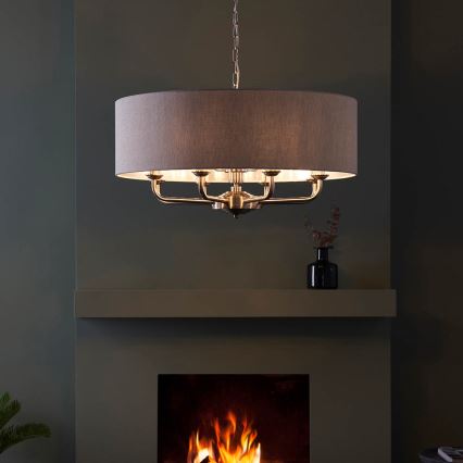 Endon 99152 - Hängeleuchte an Kette HIGHCLERE 8xE14/40W/230V grau/matt Chrom d 70 cm