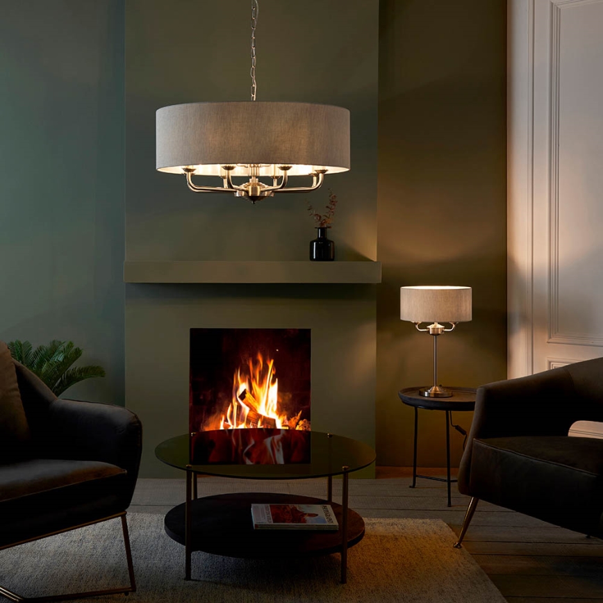 Endon 99152 - Hängeleuchte an Kette HIGHCLERE 8xE14/40W/230V grau/matt Chrom d 70 cm