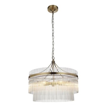 Endon 99166 - An Kette hängender Kronleuchter MARIETTA 5xE14/7W/230V Messing/klares Glas