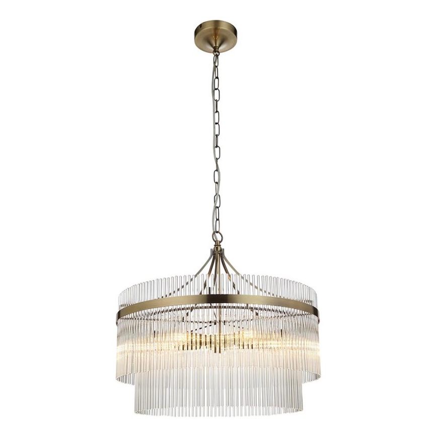 Endon 99166 - An Kette hängender Kronleuchter MARIETTA 5xE14/7W/230V Messing/klares Glas