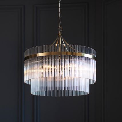 Endon 99166 - An Kette hängender Kronleuchter MARIETTA 5xE14/7W/230V Messing/klares Glas