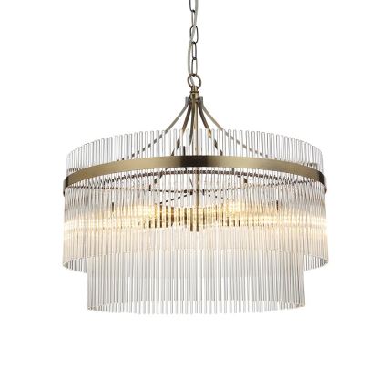 Endon 99166 - An Kette hängender Kronleuchter MARIETTA 5xE14/7W/230V Messing/klares Glas