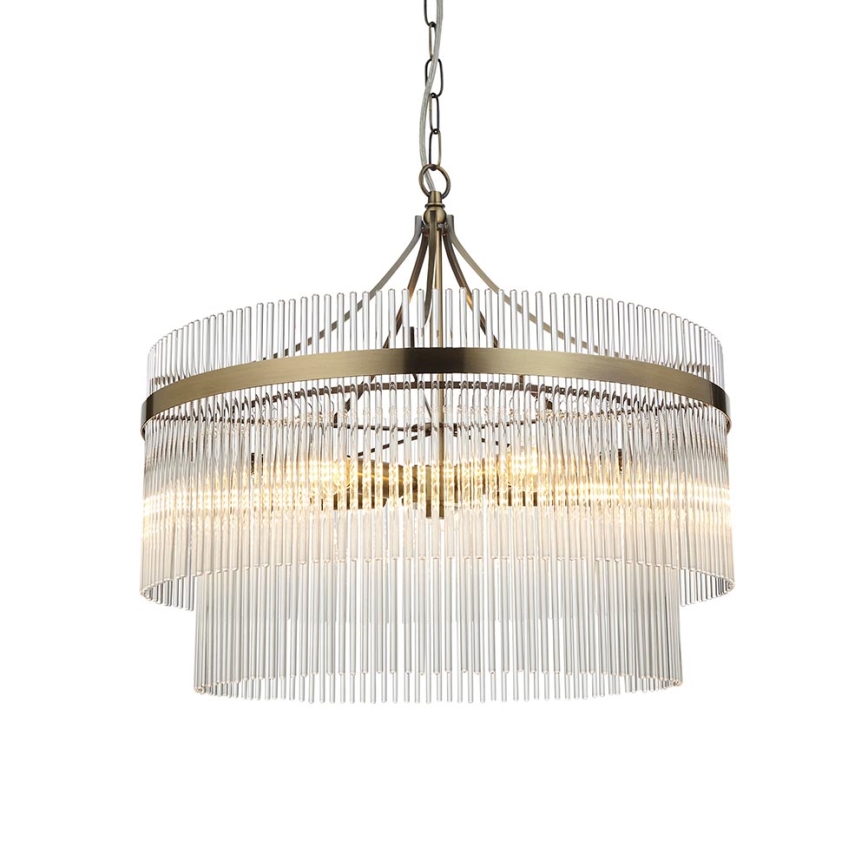 Endon 99166 - An Kette hängender Kronleuchter MARIETTA 5xE14/7W/230V Messing/klares Glas