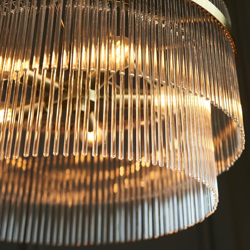 Endon 99166 - An Kette hängender Kronleuchter MARIETTA 5xE14/7W/230V Messing/klares Glas