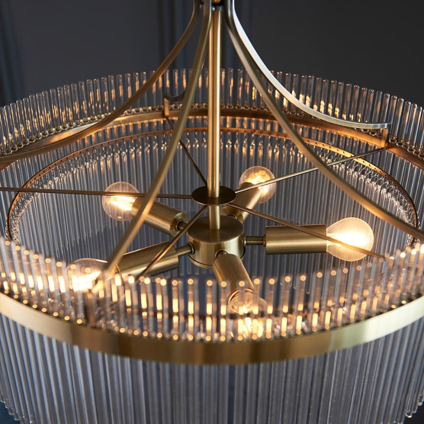 Endon 99166 - An Kette hängender Kronleuchter MARIETTA 5xE14/7W/230V Messing/klares Glas