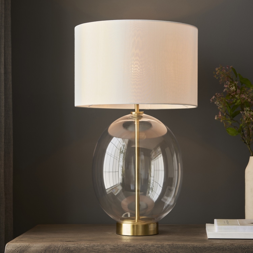 Endon 99292 - Dimmbare Tischlampe KELDA 1xE27/10W/230V creme/gold