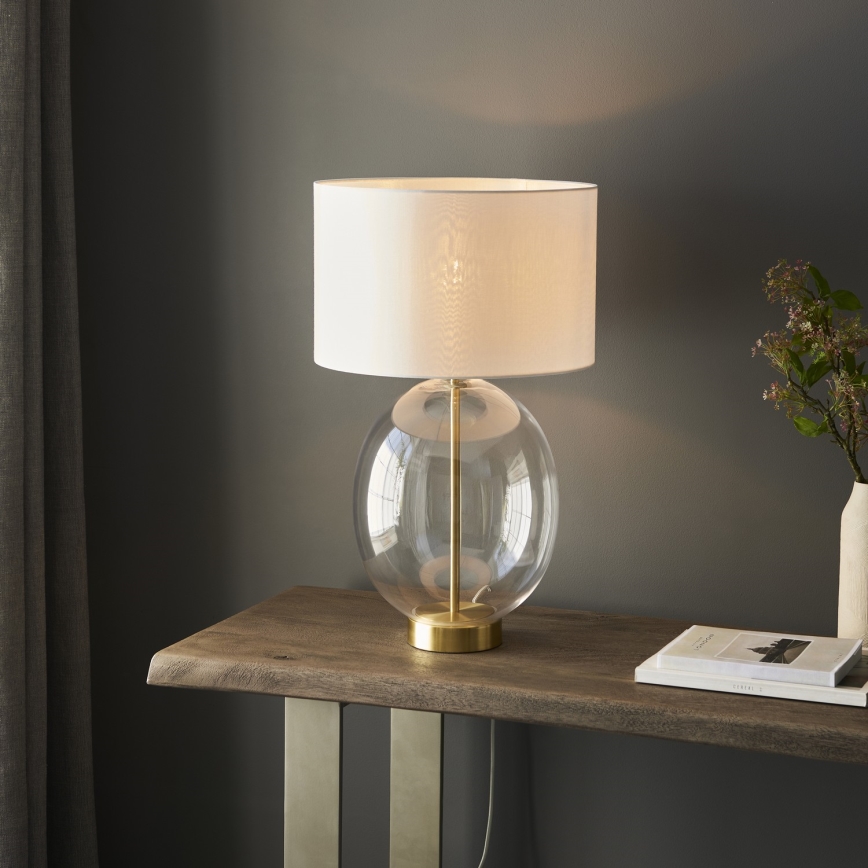Endon 99292 - Dimmbare Tischlampe KELDA 1xE27/10W/230V creme/gold