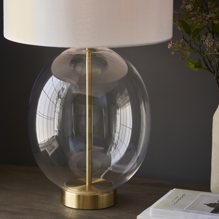 Endon 99292 - Dimmbare Tischlampe KELDA 1xE27/10W/230V creme/gold