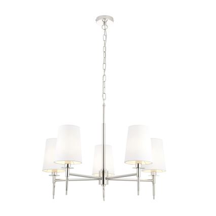 Endon 99457 - Kronleuchter an Kette 5xE14/6W/230V glänzender Chrom/Weiß
