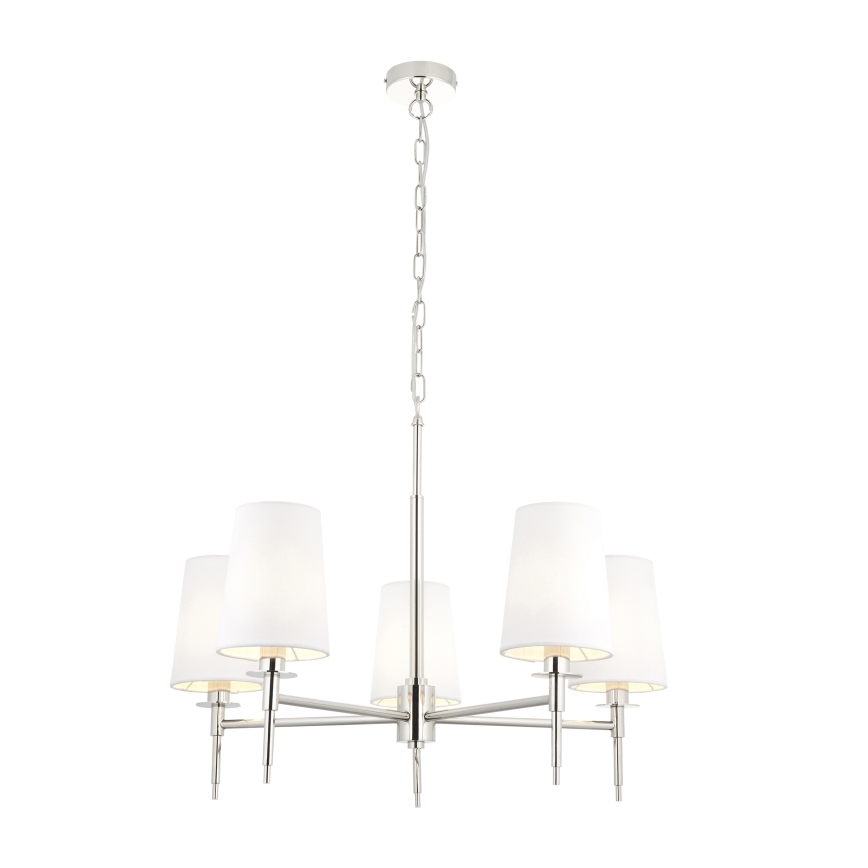 Endon 99457 - Kronleuchter an Kette 5xE14/6W/230V glänzender Chrom/Weiß