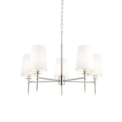 Endon 99457 - Kronleuchter an Kette 5xE14/6W/230V glänzender Chrom/Weiß