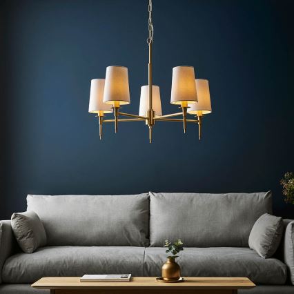Endon 99458 - Kronleuchter mit Kette 5xE14/6W/230V gold/weiß
